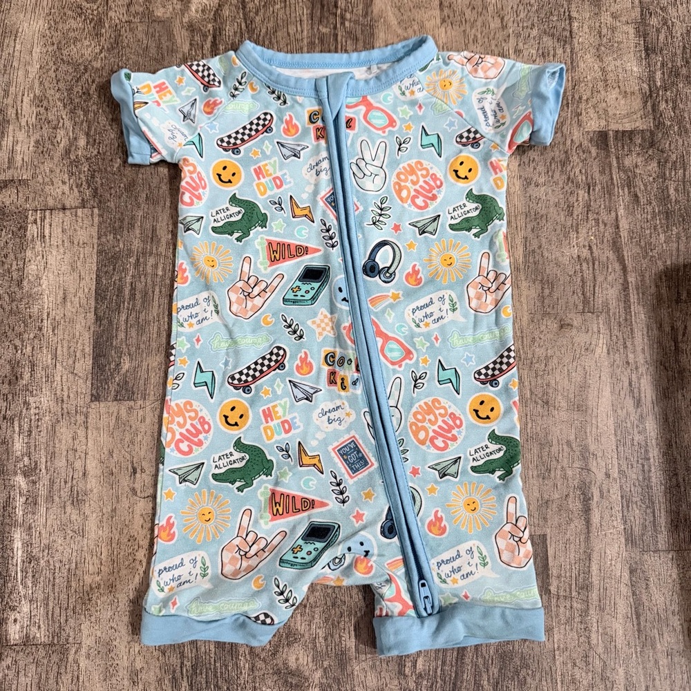 The Sleepy Sloth 6-12 blue shorty